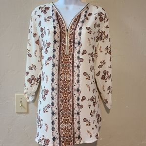NWT Zip Front, Boho print blouse